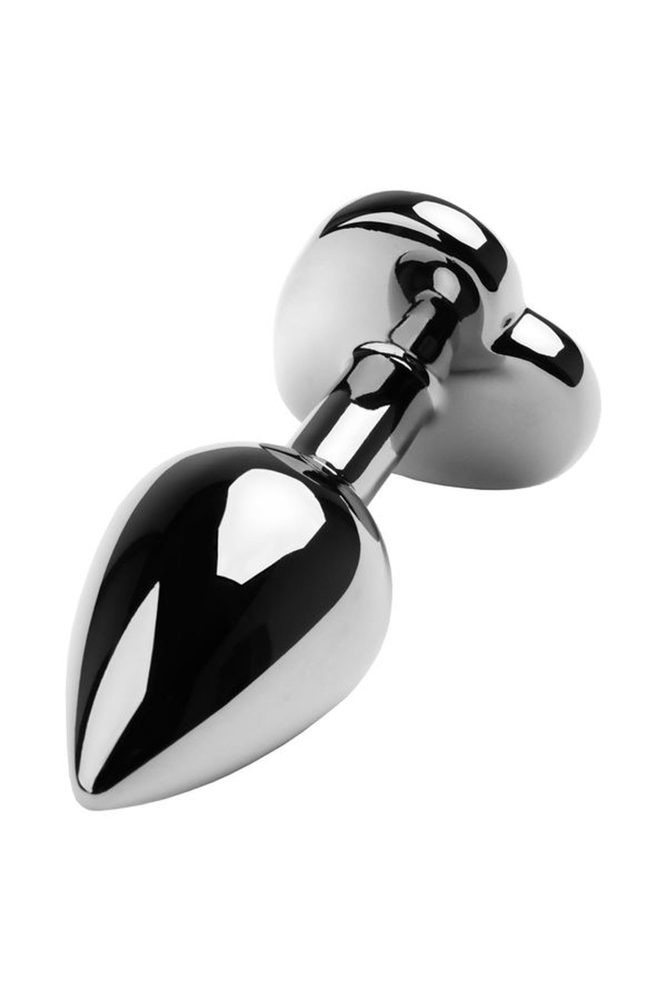 Korek analny srebrny z różowym sercem Metal by TOYFA 7 cm