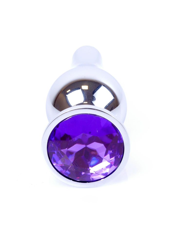 Stalowy korek analny z diamentem MyLove Toys fioletowy 9,5 cm
