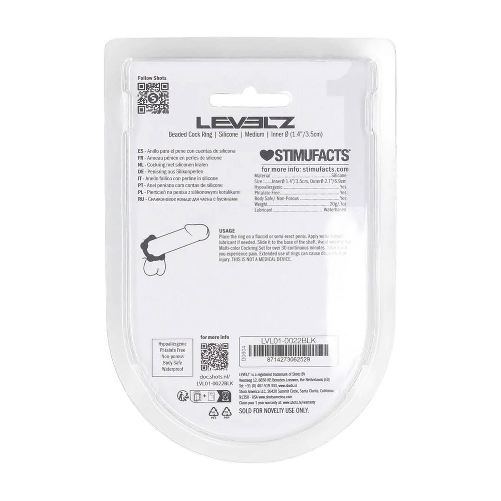 Pierścień erekcyjny silikonowy koralikowy Levelz czarny M 3,5cm