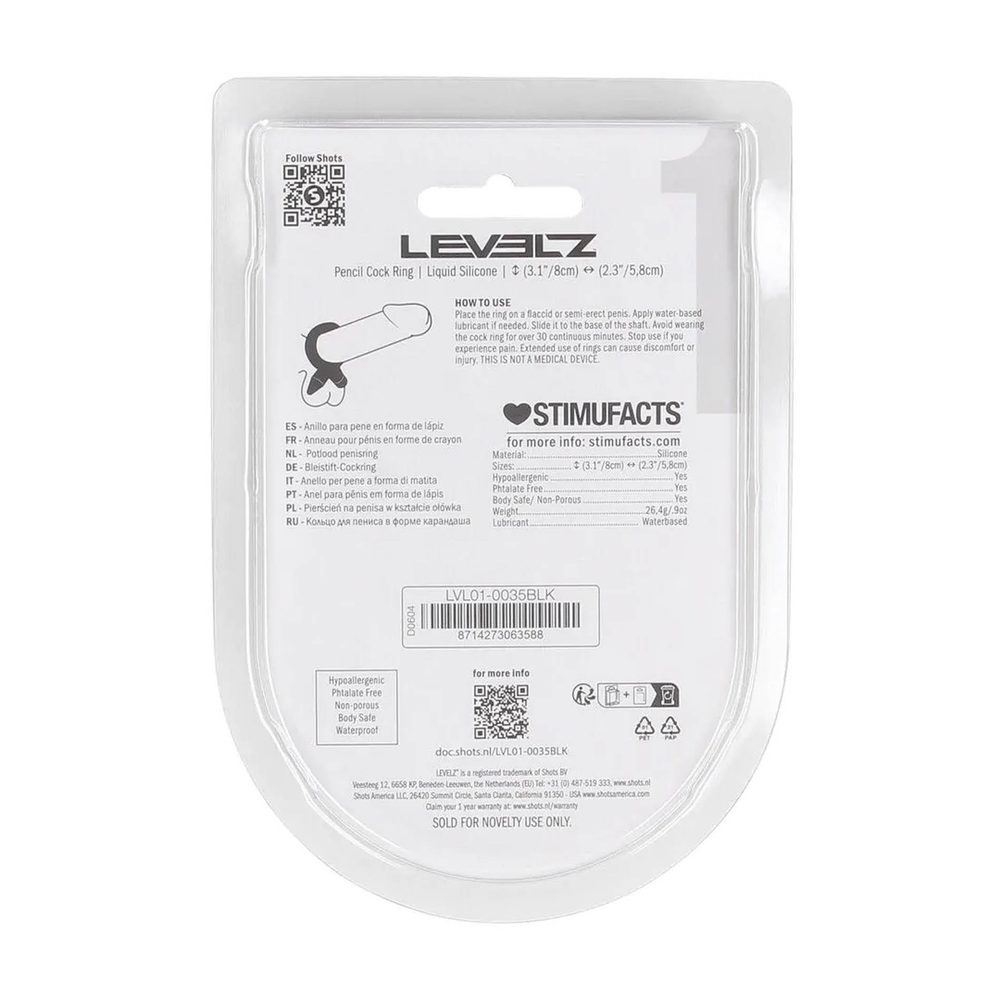 Pierścień erekcyjny silikonowy Levelz czarny 8 cm