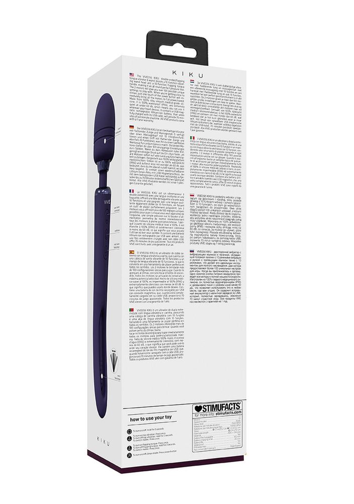 Wibrator różdżka Vive Kiku fioletowy dwustronny USB