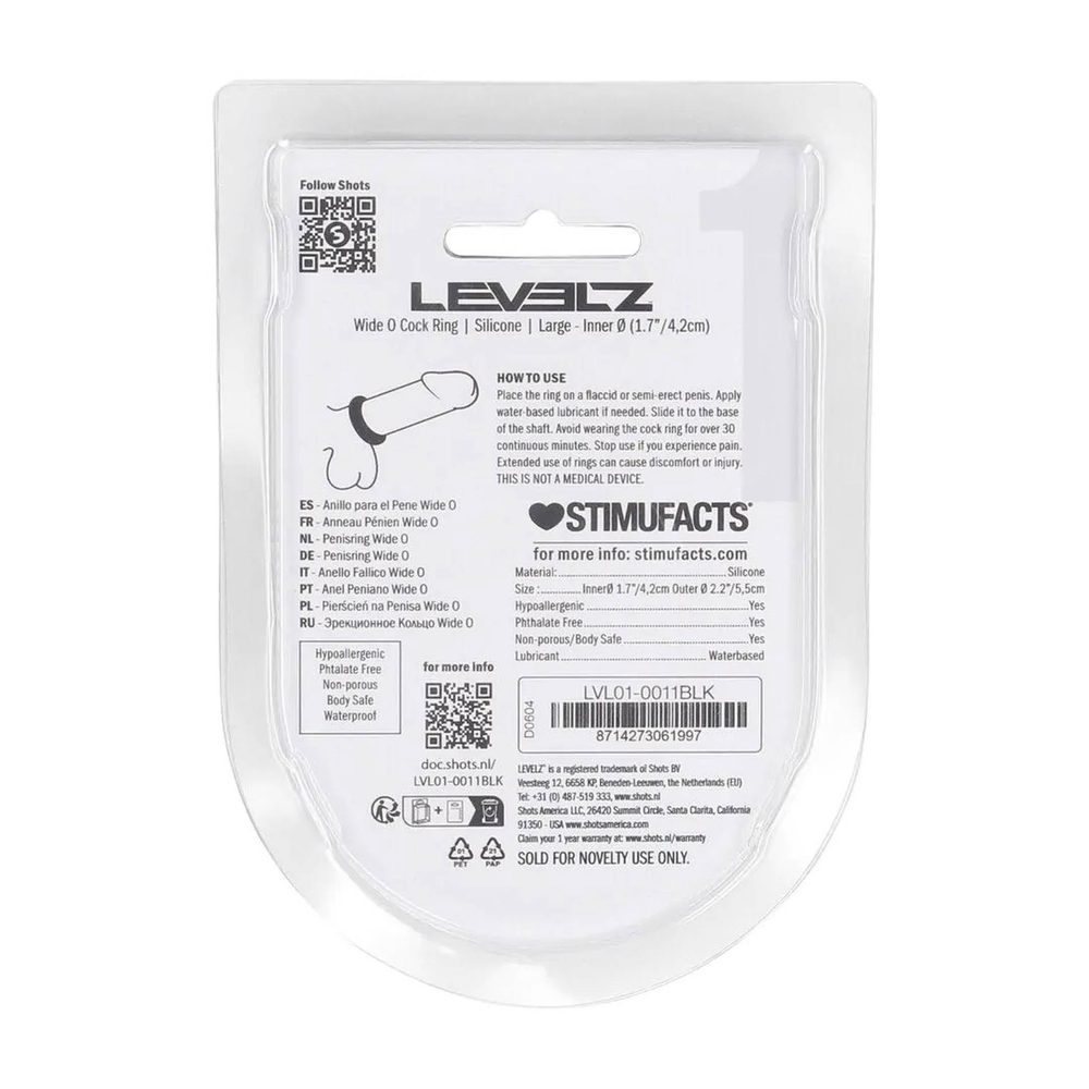 Pierścień erekcyjny silikonowy Levelz L 42 mm czarny
