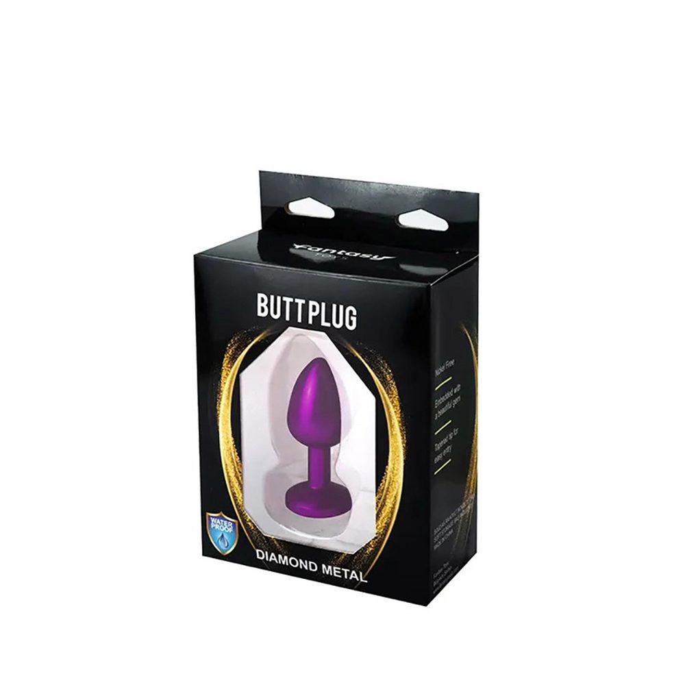 Fioletowy korek analny Fantasy z białym diamentem 7 cm