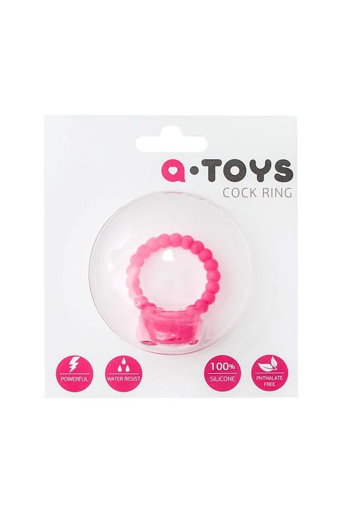 Silikonowy wibrujący pierścień erekcyjny AToys różowy 3.5 cm