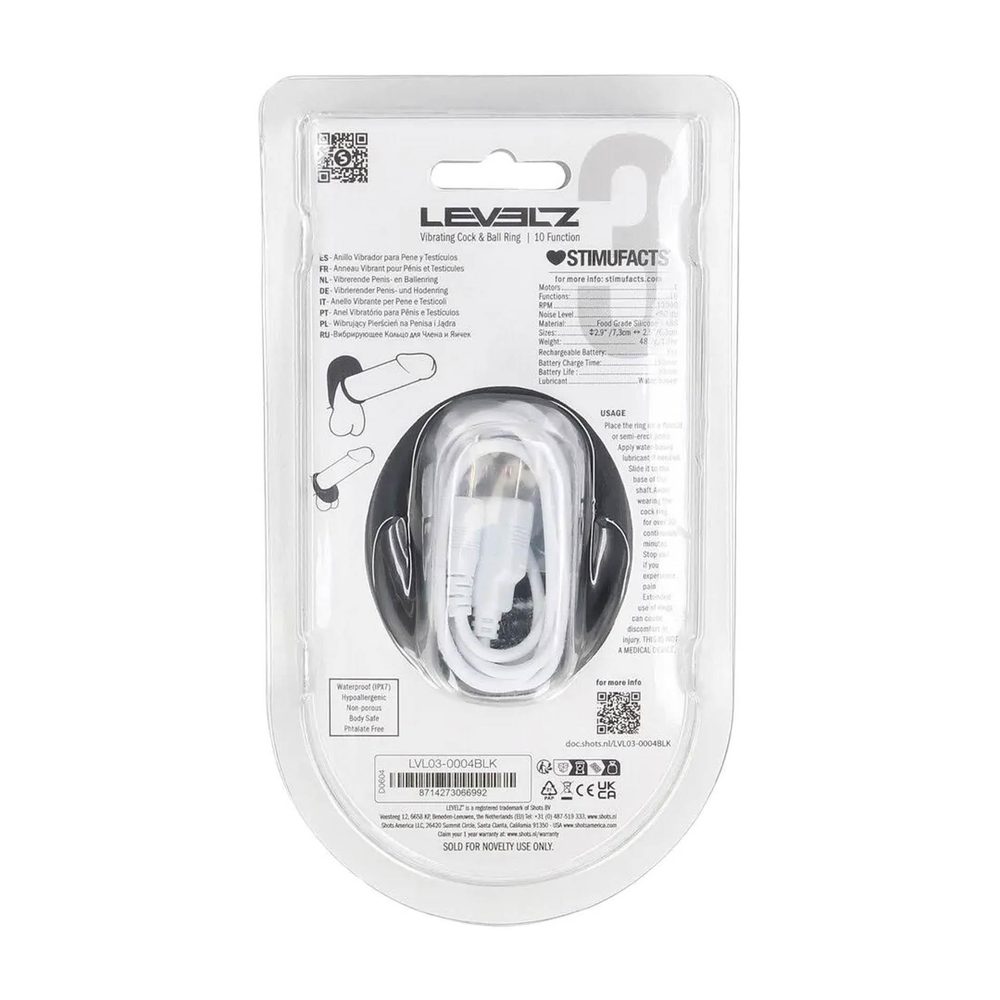 Pierścień erekcyjny wibrujący silikonowy Levelz Level 3 czarny 7,3 cm