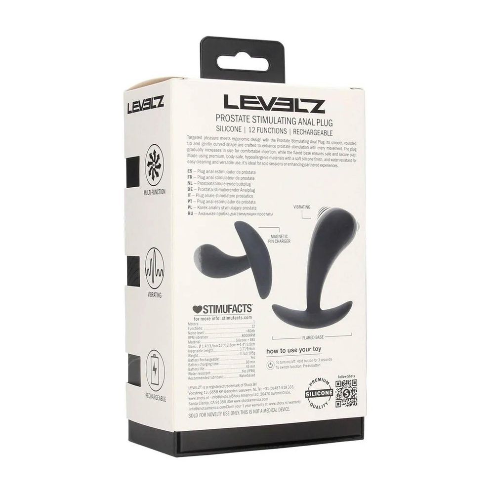 Masażer prostaty wibrujący silikonowy Levelz M czarny 12,5cm