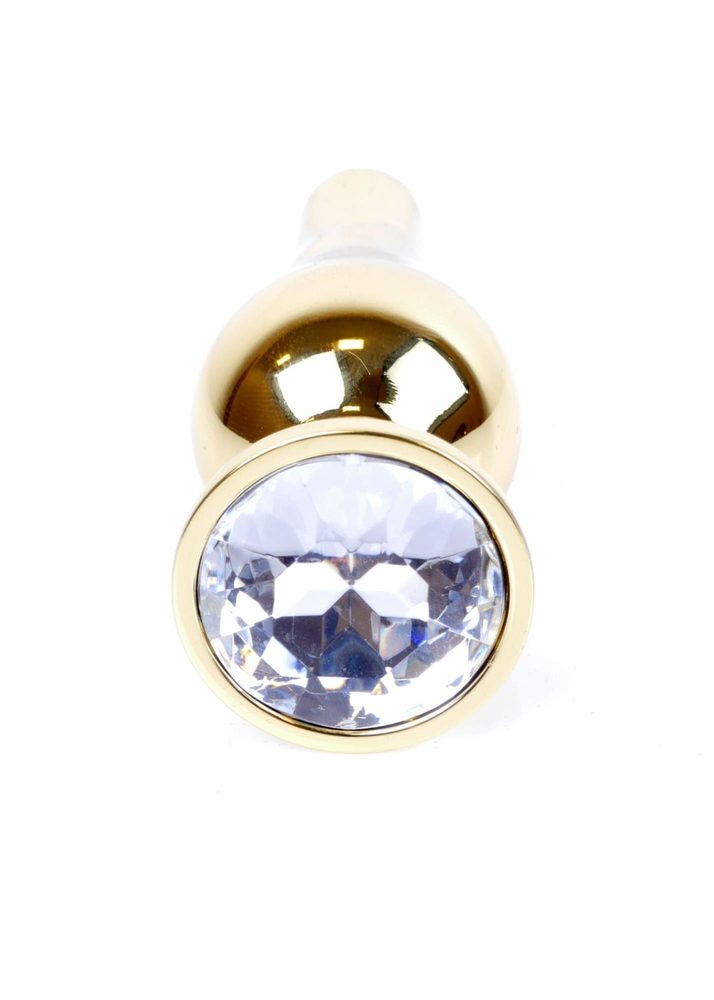Korek analny stalowy złoty z diamencikiem MyLove Toys 9.5 cm