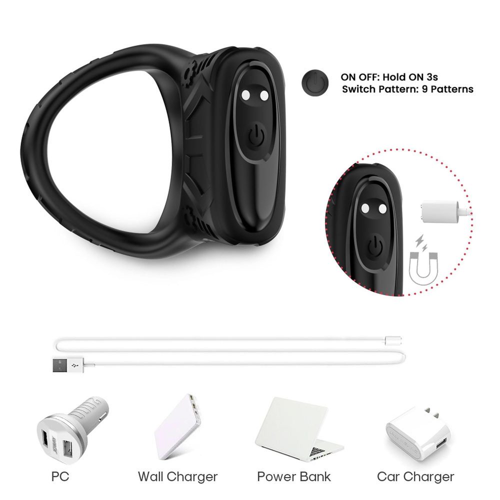 Pierścień wibrujący Mechay Black B Series Joy silikonowy USB 9 funkcji
