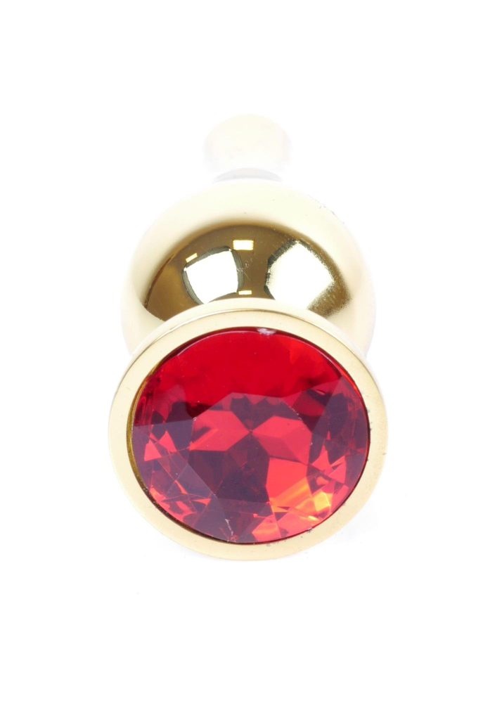 Stalowy korek analny z diamentem MyLove Toys czerwony 9.5 cm