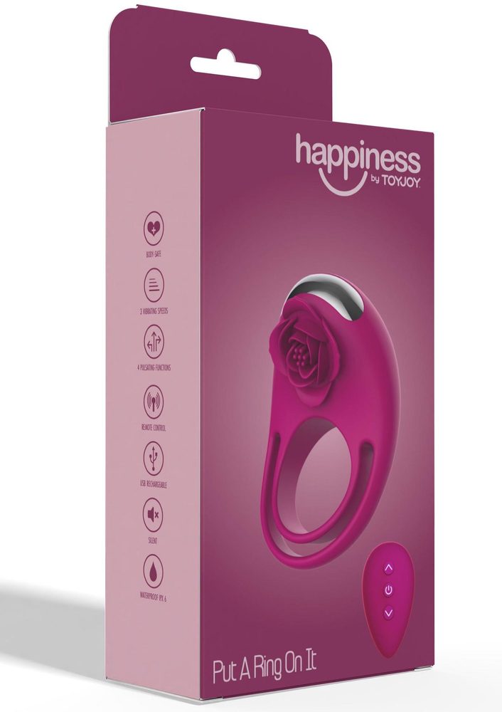 Pierścień wibrujący Put A Ring On It ToyJoy fuksja pilot USB