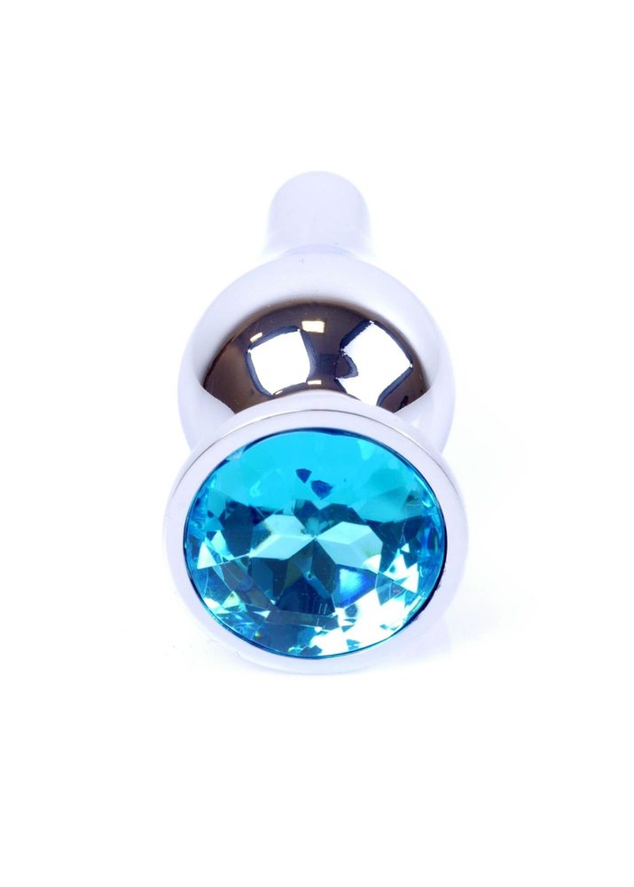 Biżuteria analna srebrna z diamentem MyLove Toys jasnoniebieska 9,5 cm