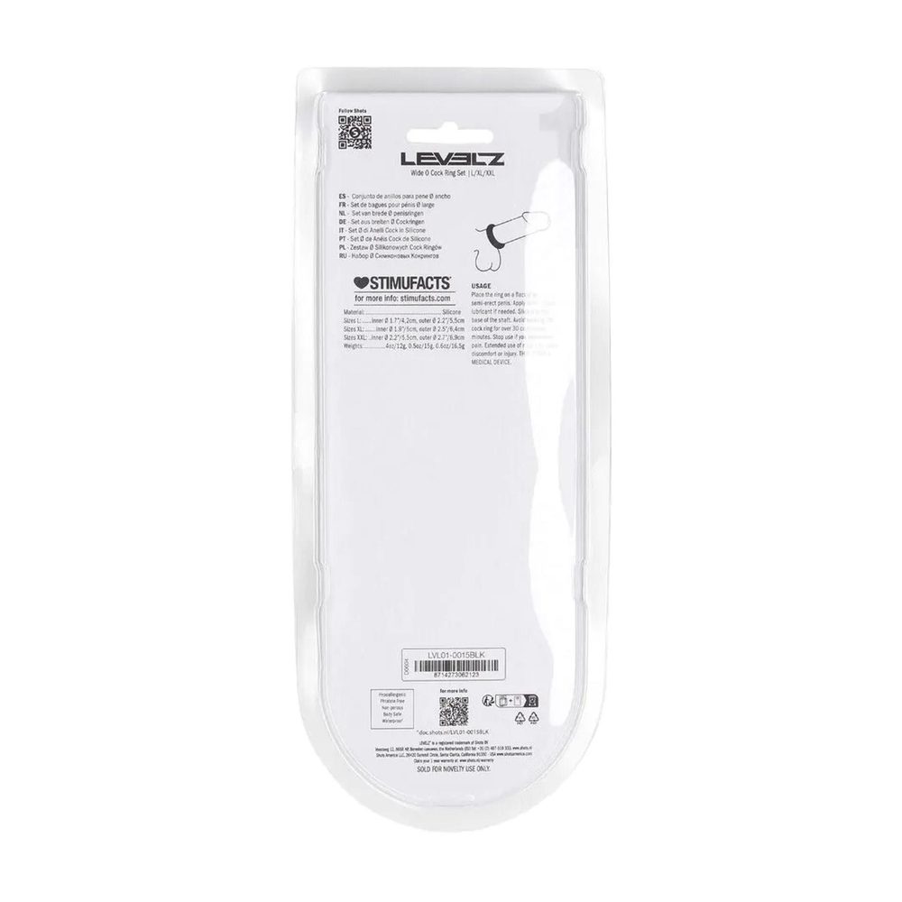 Zestaw 3 pierścieni erekcyjnych silikonowych Levelz L XL XXL czarny