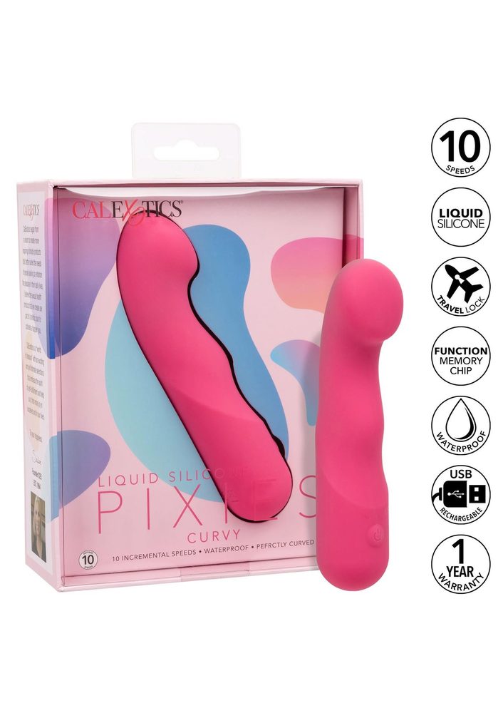Wibrator silikonowy Pixies Curvy różowy USB 10,75 cm