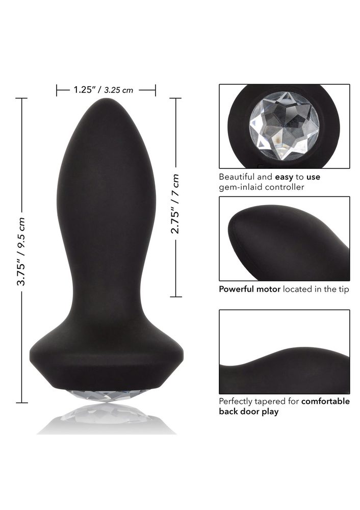 Wibrujący plug analny Calexotics Petite Crystal Probe czarny 9.5 cm