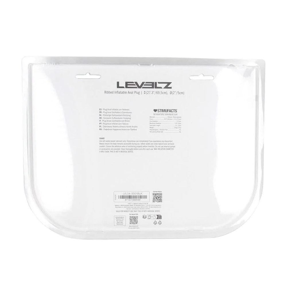 Żebrowany korek analny pompowany silikonowy Levelz by Shots czarny 5 cm