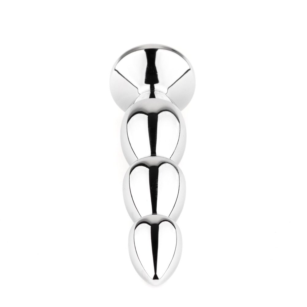 Długi metalowy korek analny z różowym kryształem HeavyFun 13,5 cm
