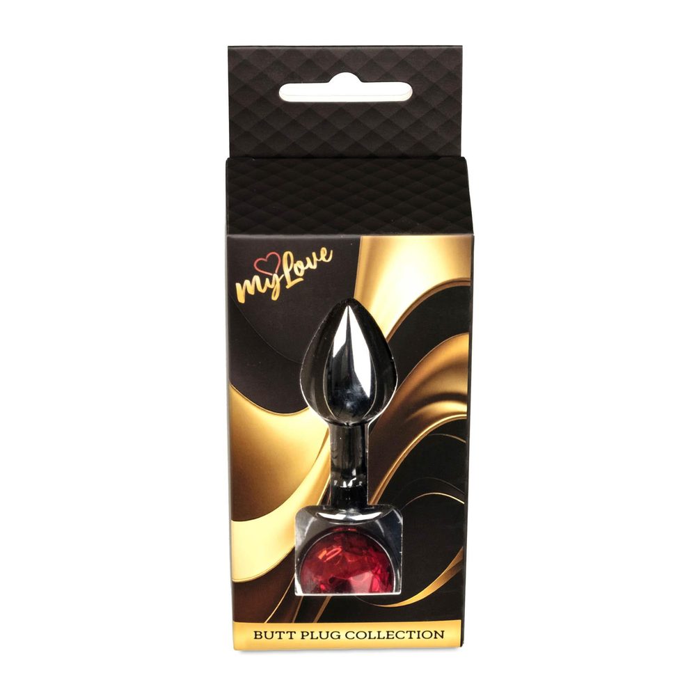 Biżuteria analna stalowa MyLove Toys srebrna czerwona 7 cm