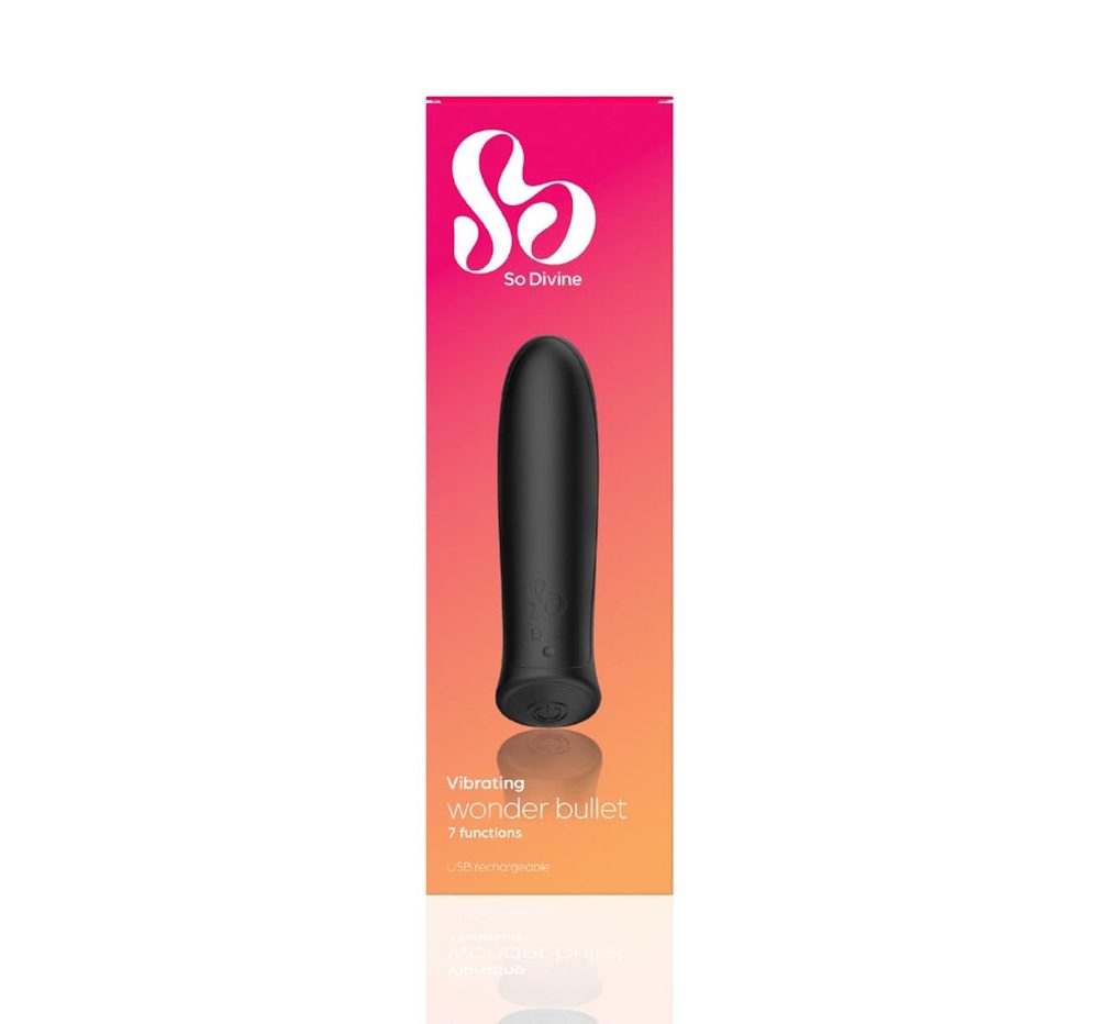 Wibrator bullet silikonowy Wonder Bullet So Divine czarny USB 9cm