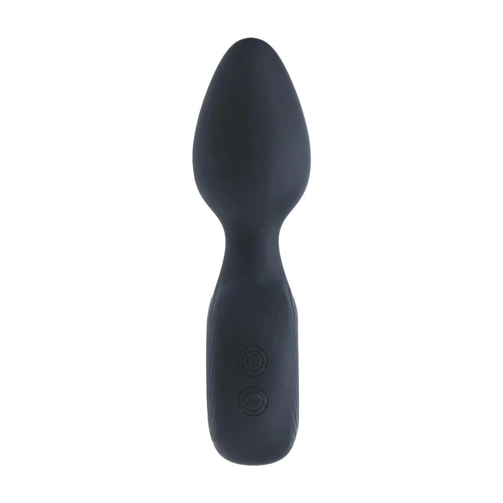 Vibrating Silicone Anal Plug with Loop - Black