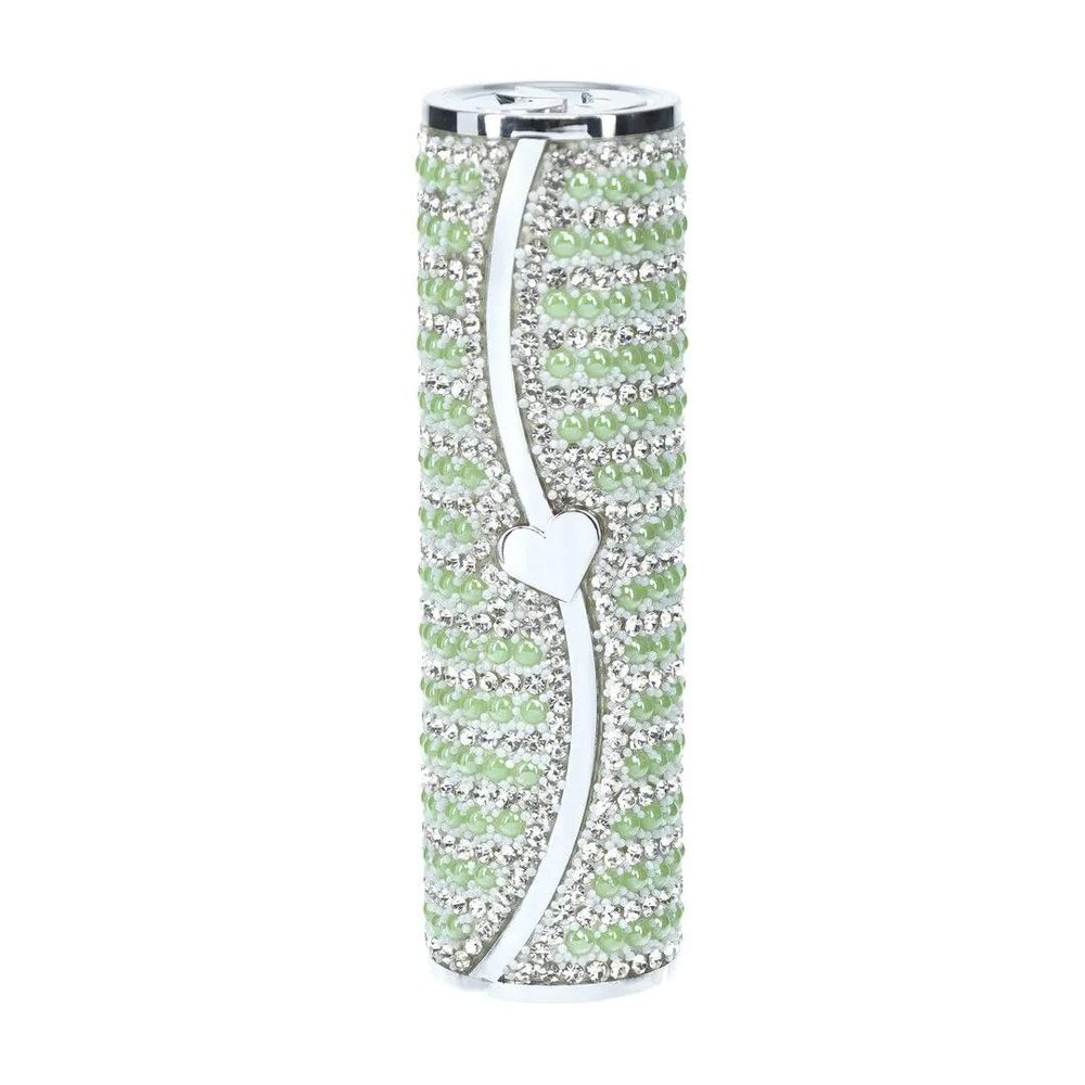 Mini wibrator pomadka Loveline zielony z 4 końcówkami USB
