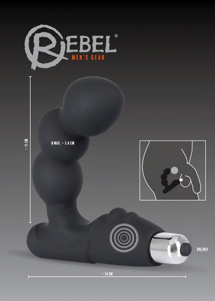 Masażer prostaty Rebel z wibracją czarny 14 cm