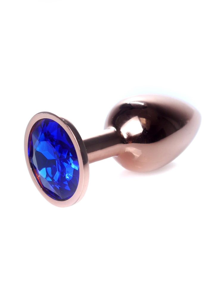 Stalowy korek analny z diamentem MyLove Toys granatowy 7 cm