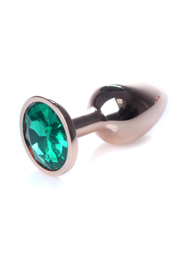 Korek analny stalowy MyLove Toys zielony z diamentem 7 cm