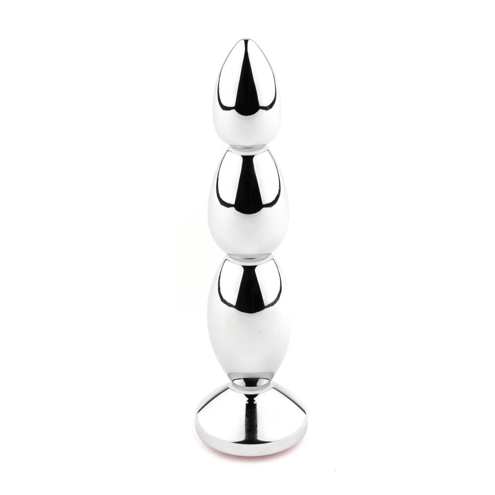 Długi metalowy korek analny z różowym kryształem HeavyFun 13,5 cm