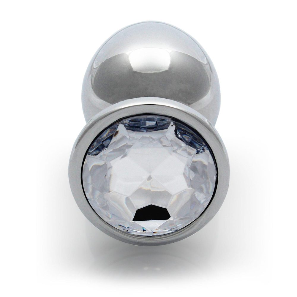 Duży aluminiowy korek analny z klejnotem Ouch! 8 cm