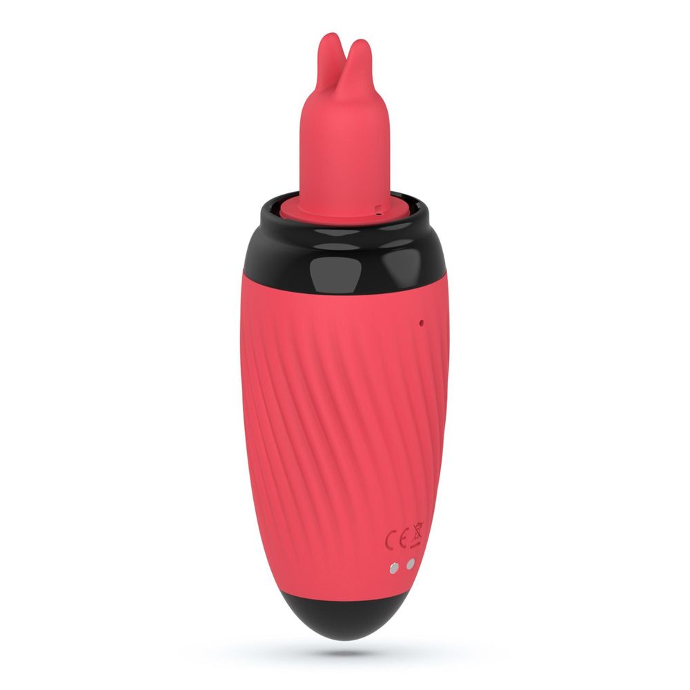 Stymulator z ssaniem i wibrującymi językami Crushious Scarlet USB