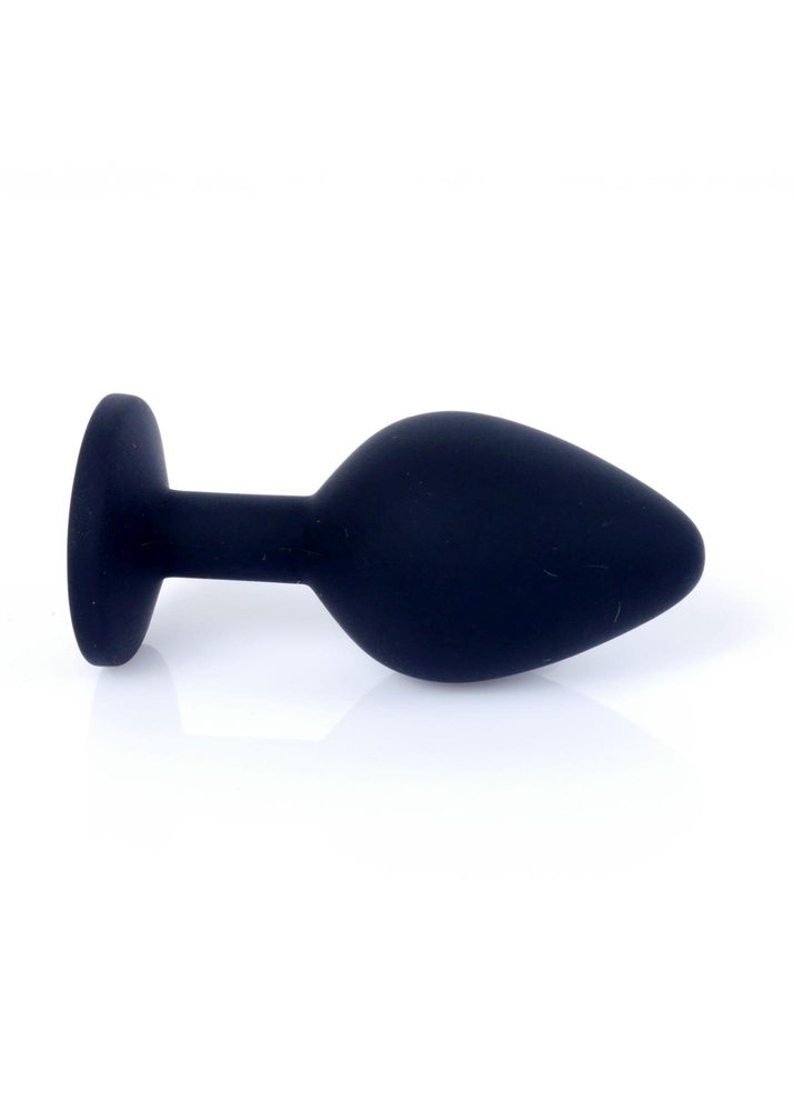 Korek analny silikonowy MyLove Toys czarny z diamentem średni 8 cm