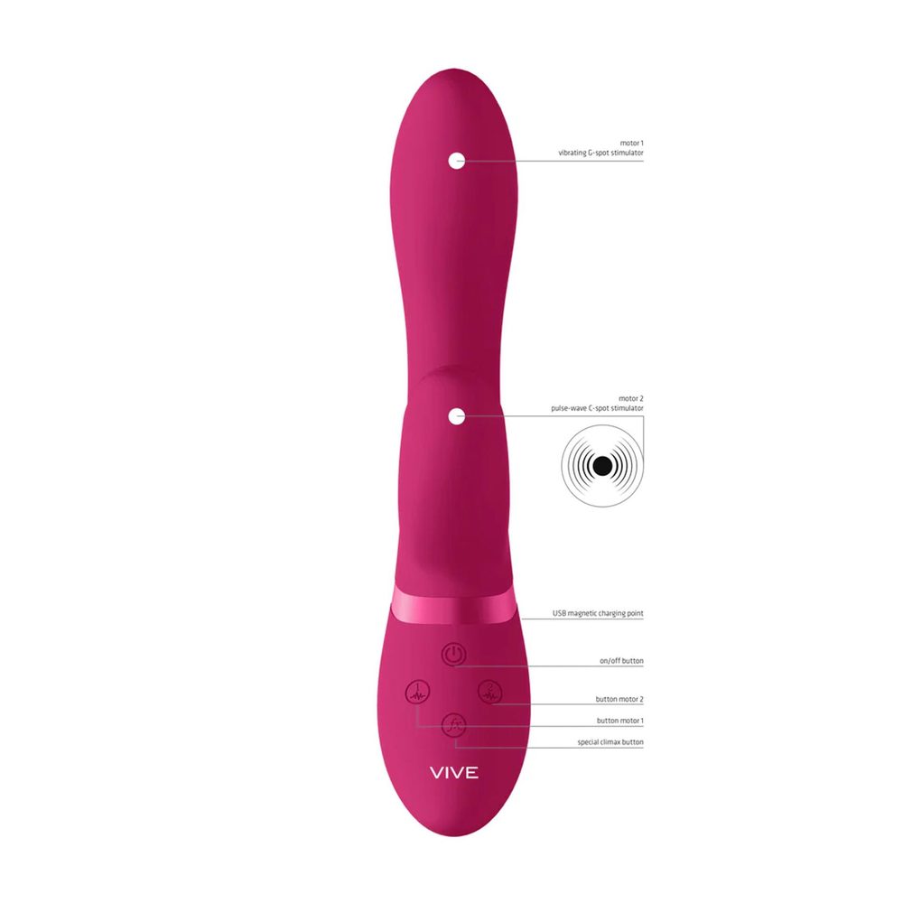 Wibrator króliczek silikonowy Vive Kyra różowy USB 21 cm