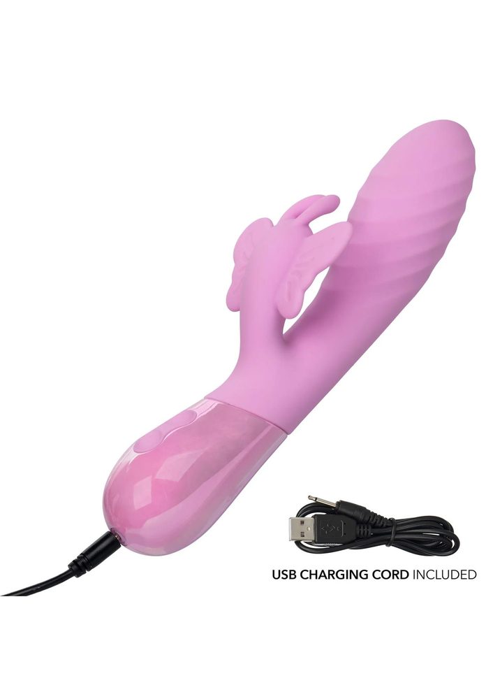Wibrator króliczek Aura Dual Flutter Calexotics różowy USB 11,5 cm