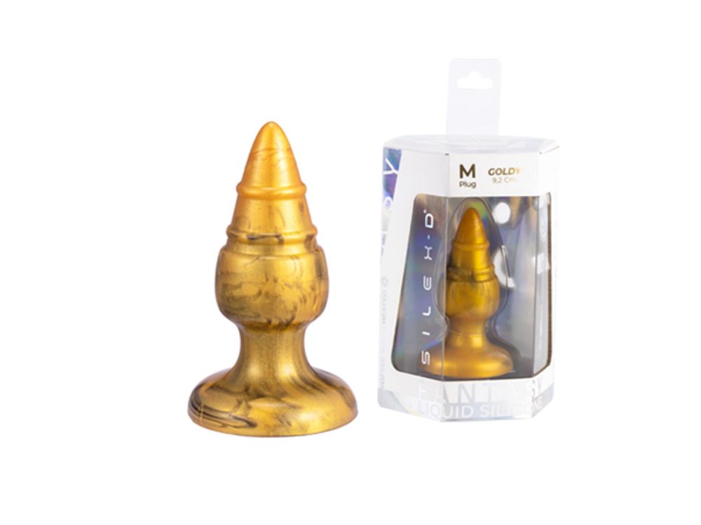 Korek analny Goldy Silexd złoty termoreaktywny M 9,2cm