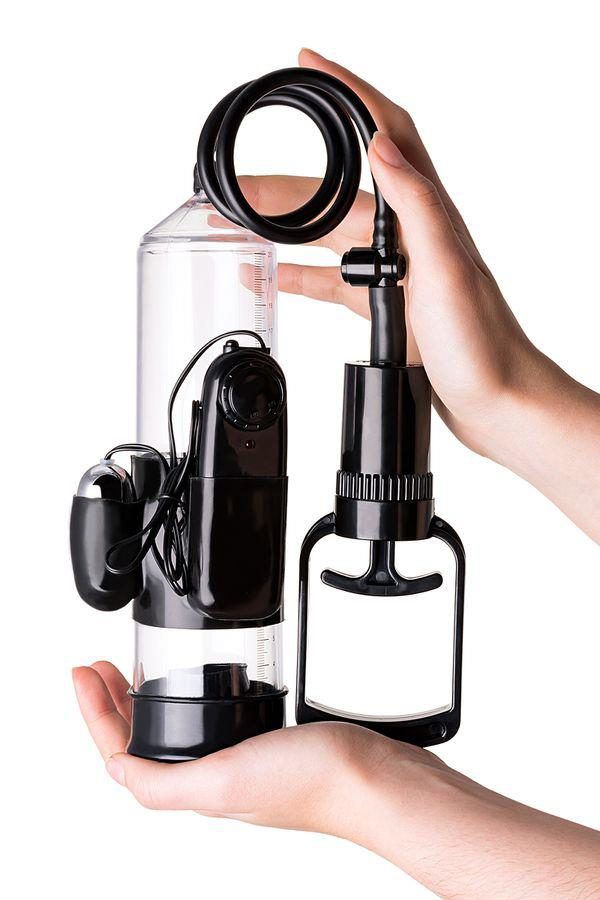 Pompka do penisa z wibracją A-Toys transparentna czarna 22,8 cm