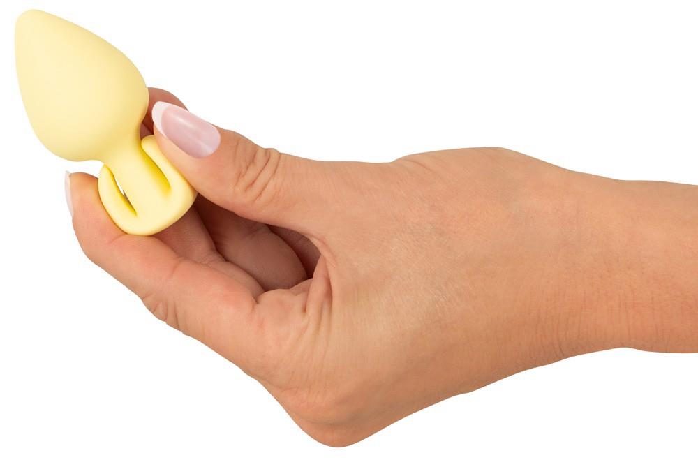 Korek analny Cuties żółty silikonowy 6,5 cm