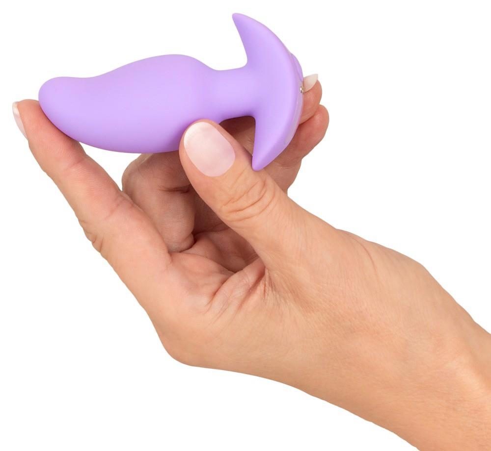 Korek analny wibrujący Cuties fioletowy USB 8 cm