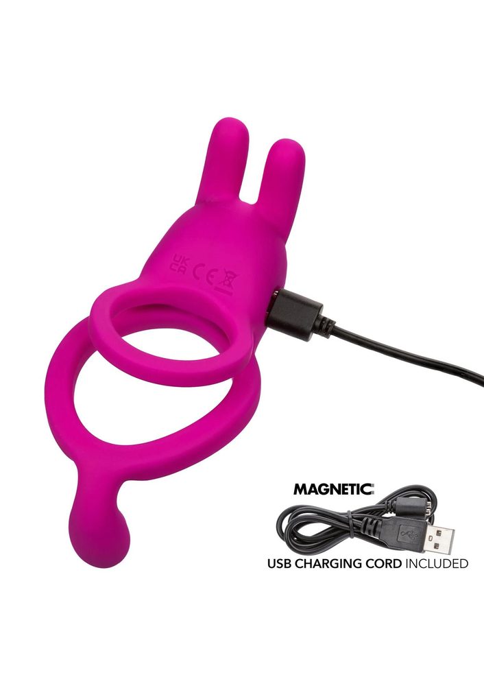Pierścień wibrujący Calexotics z uszami króliczymi różowy USB