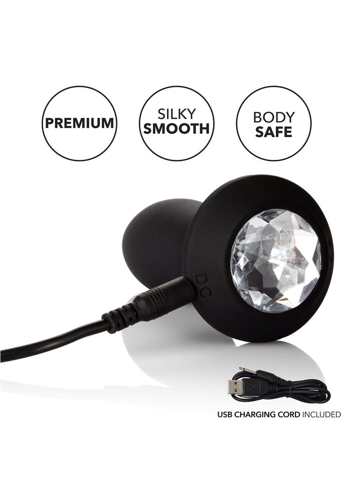 Wibrujący plug analny Calexotics Petite Crystal Probe czarny 9.5 cm
