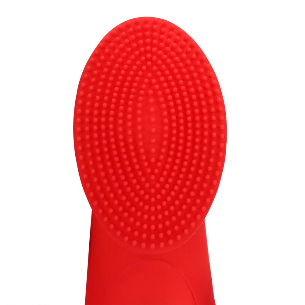 Mini wibrator na palec teksturowany Loveline czerwony 12 cm