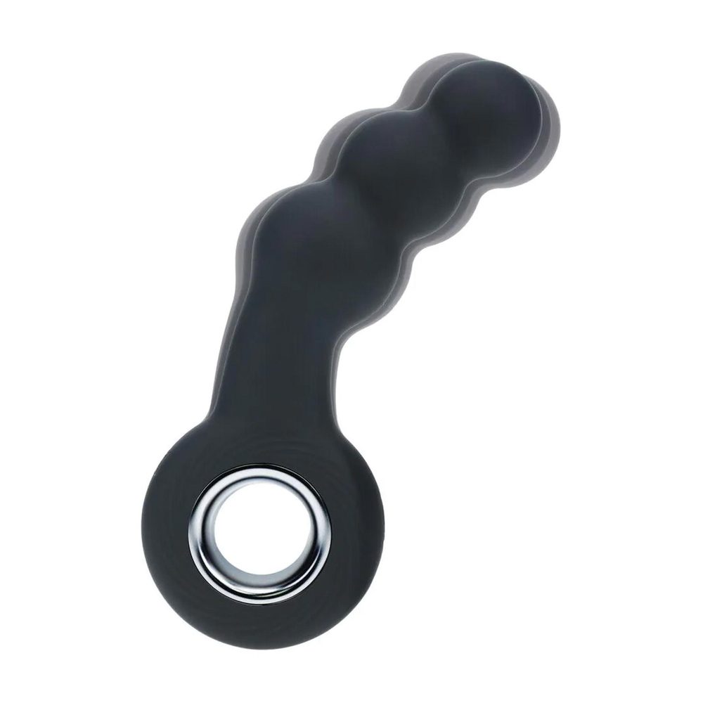 Masażer prostaty wibrujący koralikowy z pętlą silikonowy Levelz czarny 15cm