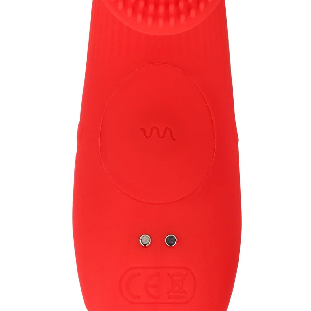 Mini wibrator na palec teksturowany Loveline czerwony 12 cm