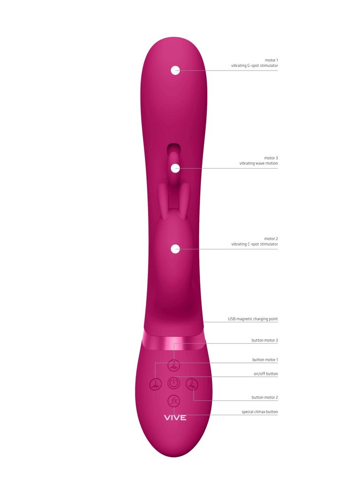 Wibrator króliczek Vive Tama różowy USB 27,6 cm
