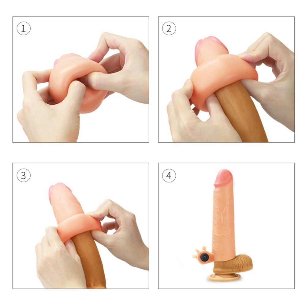 Wibrująca silikonowa przedłużka na penisa Lovetoy 5 cm