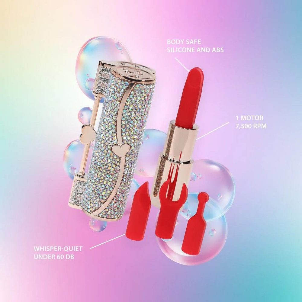 Wibrator szminka Loveline Sparkle iridescent z nakładkami