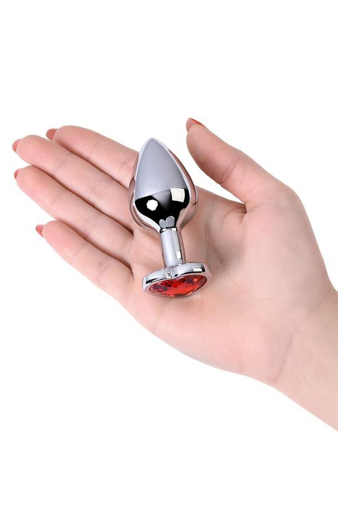 Korek analny srebrny z różowym sercem Metal by TOYFA 7 cm