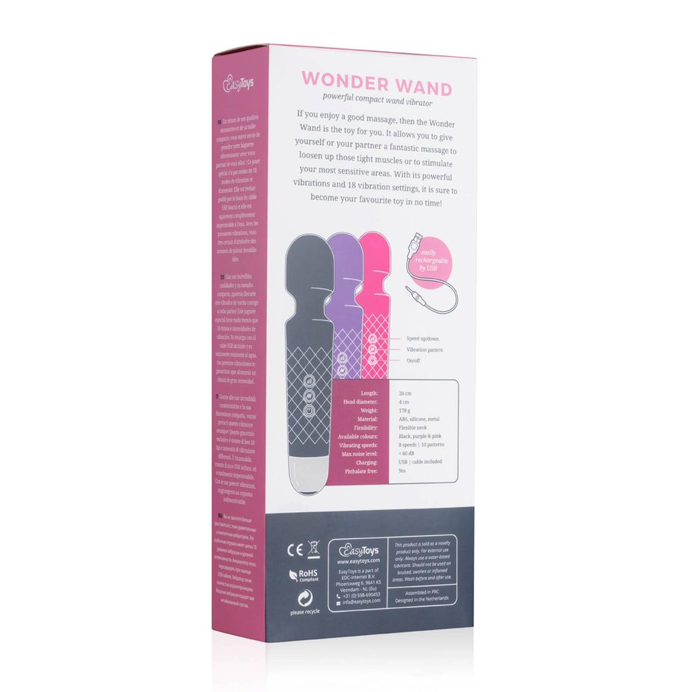 Wibrator mini wand EasyToys różowy USB 20 cm