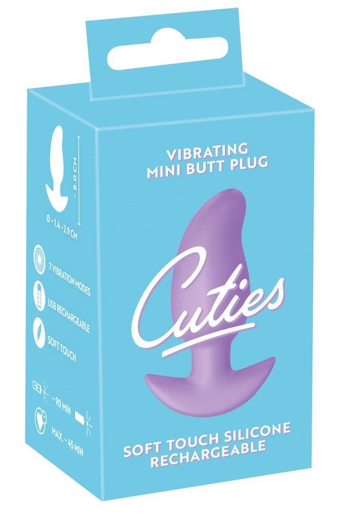 Korek analny wibrujący Cuties fioletowy USB 8 cm