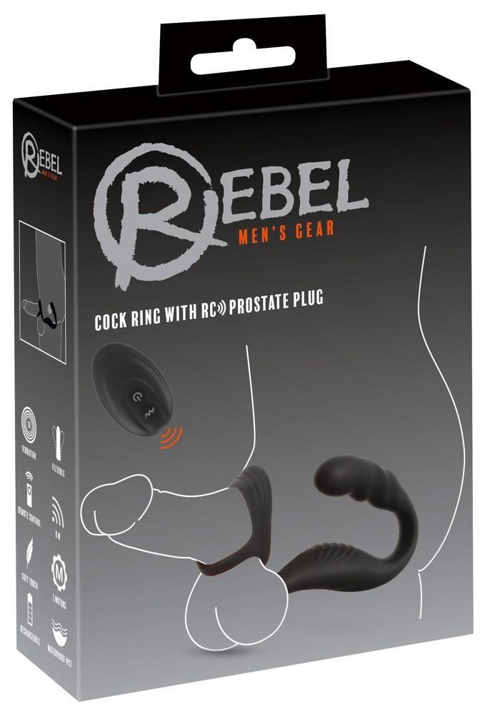 Pierścień erekcyjny Rebel z wibrującym korkiem prostaty USB