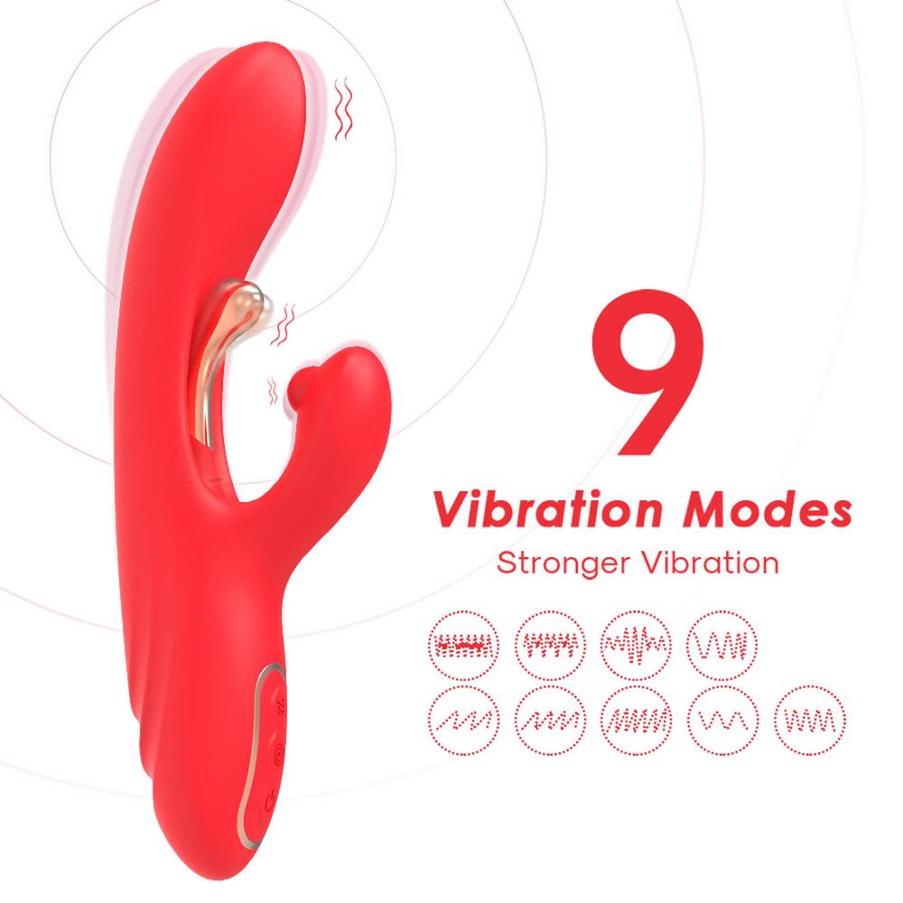 Wibrator króliczek Nirvana czerwony trójpunktowy silikonowy USB 22 cm